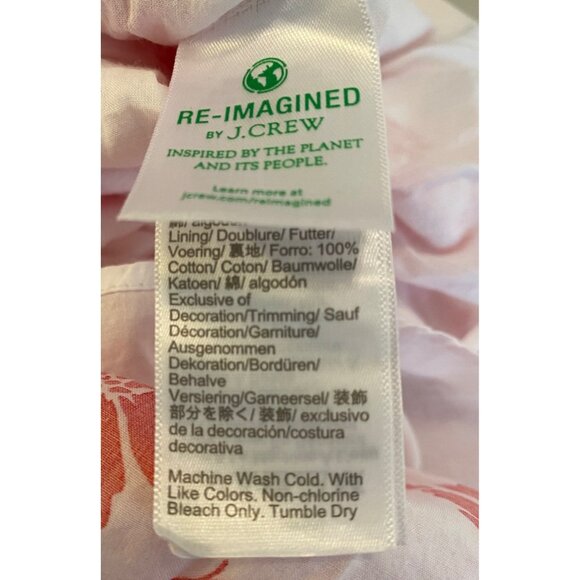 J.Crew Reimagined Flare Skirt Short Red White Floral Smocked Waist Cotton Large - Picture 5 of 9